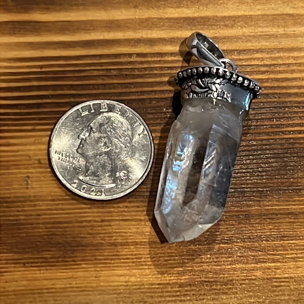 #604 Rough Clear Crystal Quartz Handcrafted Pendant NWOT - Picture 8 of 12